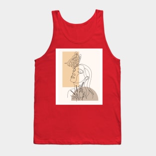 Abstract Face Line Art Tank Top